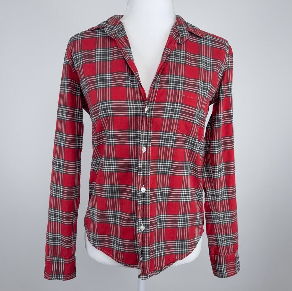 Frank & Eileen Barry Fitted Plaid Button Down Long Sleeve Top Size Small
